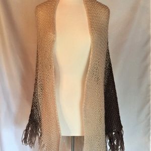 Very Long Handmade Wool Shawl w/ Tassel Fringe